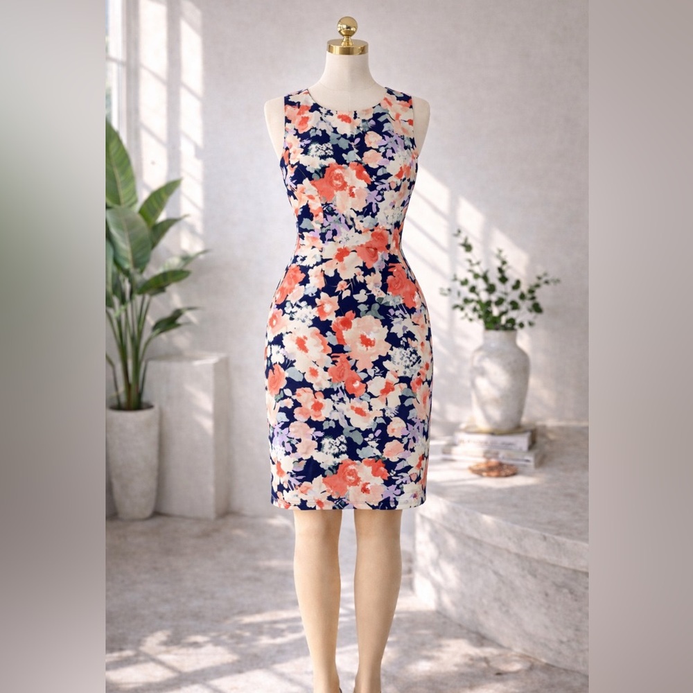 ✨STUNNING ALYX Navy Floral Knee-Length Dress
